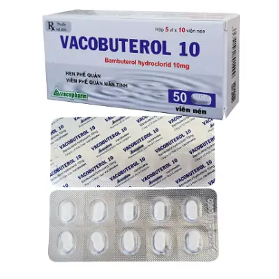 Vacobuterol 10 - điều trị hen phế quản, viêm phế quản mãn tính (Hộp 5 vỉ x 10 viên)